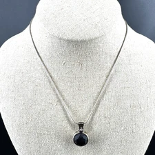 Silpada Sterling Silver Matte Faceted Black Onyx Pendant Necklace N1627