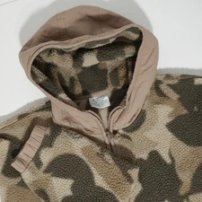 REI Cooperative Fleece Pullover Mens XL 1/4 Zip Desert Camo Fleece Hooded