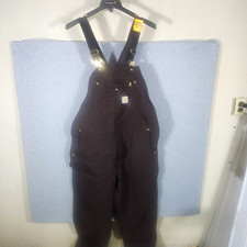 Carhartt R01-M Men  s Duck Bib Overalls Relaxed Fit Brown 42x32