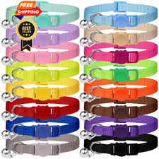 16 PCS Breakaway Cat Collars,Kitten Collar with Bell 7.5"-12.6", SOLID