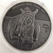 Rhinoceros - Africa - Antique Finish 1000 francs CFA - Silver - BU - 2012 -...