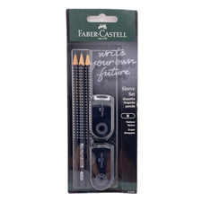 Faber-Castell Bleistiftset Sleeve 3 B Stifte + Radierer + Spitzer schwarz Schule