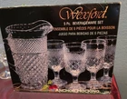 Anchor Hocking Wexford Diamond Cut Glass Vintage Pitcher WIth 8 Stemmed Glasses