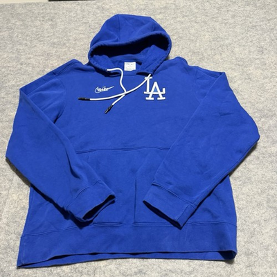 #ad NLB Nike LA Dodgers Hoodie Men’s XL Blue Kangaroo Pockets Fleece Pullover Casual $49.99