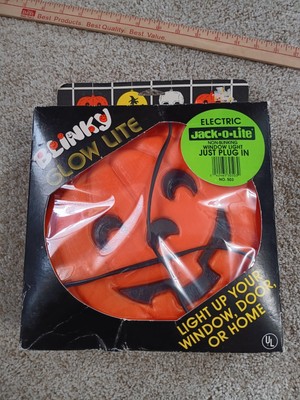 Vintage Blinky GlowLite Jack-O-Lantern Pumpkin Halloween Wall Decor Works