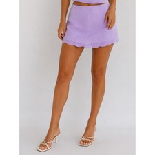 Abercrombie Fitch Pastel Lavender Scalloped Hem Linen Mini Skirt