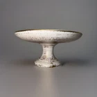 Vintage Royal Haeger Pottery 22K Gold Tweed Glazed Pedestal Dish Candle Holder
