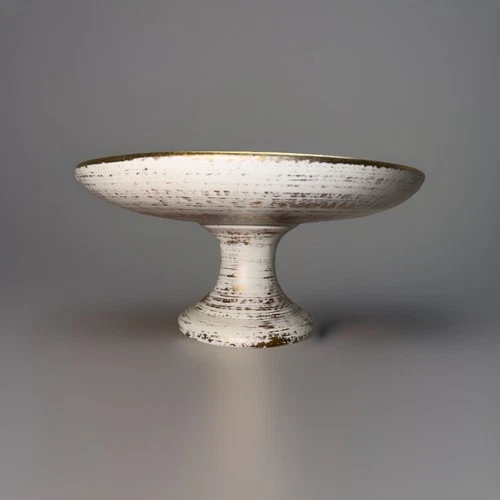 Vintage Royal Haeger Pottery 22K Gold Tweed Glazed Pedestal Dish Candle Holder