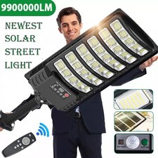 Commercial 9900000LM LED Solar Street Light Dusk-to-Dawn Road Lamp Motion Sensor