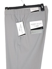 Perry Ellis Mens Slim Fit Golf Dress Pants XXL Light Grey Solid Tech Stretch NWT