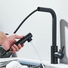 Black Pull Out Kitchen Sink Faucet Two Model Stream Sprayer Nozzle Stainless Ste