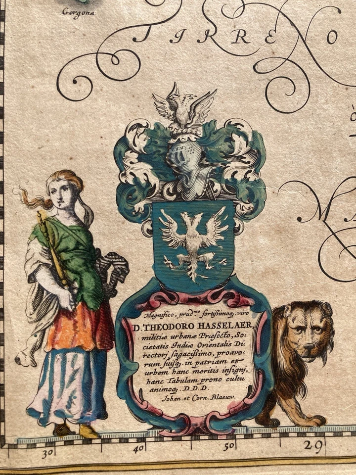 Mapa coloreado a mano del siglo XVII de Toscana “Dominio Fiorentino” 19,5x23,5” Foto 4 de 4