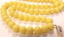 95 VINTAGE JAPANESE CHERRY BRAND GLASS PALE YELLOW 12mm. ROUND LOOSE BEADS 4617L