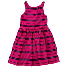 Polo Ralph Lauren Girls Pink Navy Blue Striped Sleeveless Dress Size 10