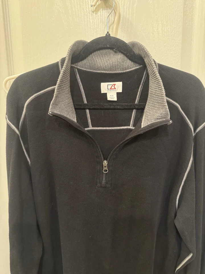 CUTTER & BUCK MCK00492 - Men's Overtime Half Zip Overknit  Black & Gray  Medium - Image 3 of 4