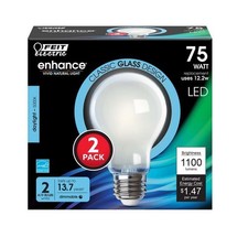 Feit Enhance A19 E26 Medium Filament LED Bulb Daylight 75 Watt Equivalence 2 pk