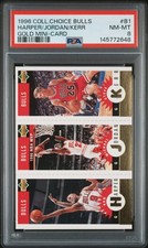 1996 COLLECTOR'S CHOICE CHICAGO BULLS MICHAEL JORDAN/RON HARPER/STEVE KERR PSA 8