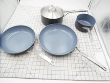 GreenPan Nonstick Cookware Set 4-Piece Fry Pans & Saucepans (1 has lid) As-Is