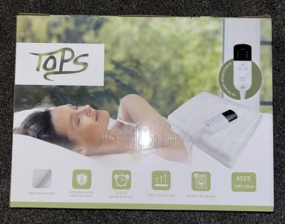 TOPS Electric Blanket Double Heated Underblanket 160x140cm 3 Heat Settings