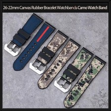 22-26mm Canvas Rubber Bracelet Watchbands Camo Watch Band for Panerai