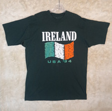 Vintage Ireland World Cup 1994 Soccer Shirt XL Green Irish Flag Single Stitch
