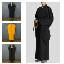 Men Buddhist Monk Dress Robe Shaolin Gown Frock Long Meditation Casual Loose New