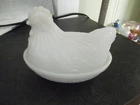 Vintage White Milk Glass, Small Hen on Nest, by HAZEL-ATLAS, EUC
