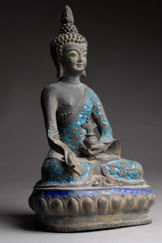 Alter Medizin Buddha Bronze China 32 cm Rarität antik-Stil - Bild 5 von 14