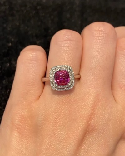 Zaffiro Rosa Anello Vintage di Marca Argento - Foto 2 di 6