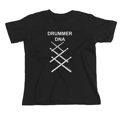 Schlagzeuger DNA Kinder BIO Baumwolle T-Shirt Unisex Jungen Mädchen Trommelstöcke Musik Öko