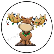 REINDEER WITH LIGHTS CHRISTMAS ENVELOPE SEALS LABELS STICKERS PARTY FAVORS