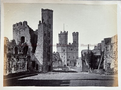 UK Caernarfon Castle Canon Wales Vintage Albumin Photography 