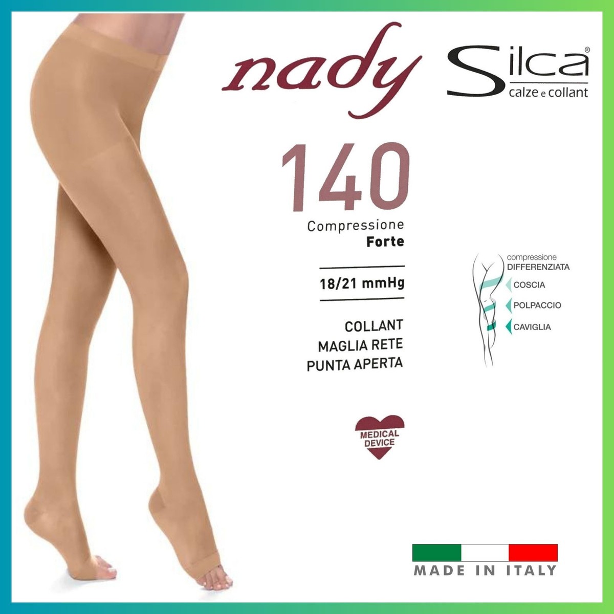 Collant da donna 140 den a compressione graduata forte punta
