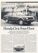 1981 Honda Civic 4-door Sedan Original Car Review Print Article J630