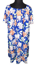 Avon Signature Collection Jill Dress Blue Floral Short Sleeve Plus Size 3X