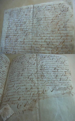 Frz. PERGAMENT - Kaufbrief 1715, Claude-Charles HUGON, Seigneur MERCEY-sur-Saône - Bild 1 von 4