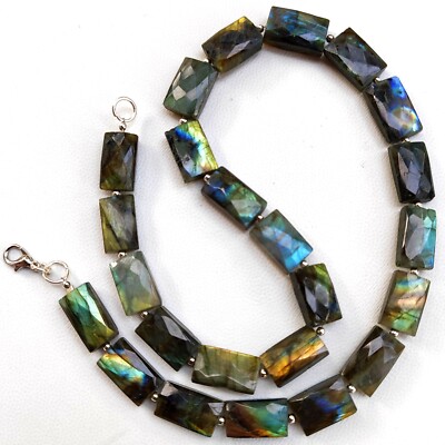 Rainbow Fire Labradorite 13 to 15mm Size Nugget Beads Necklace Multiple Length