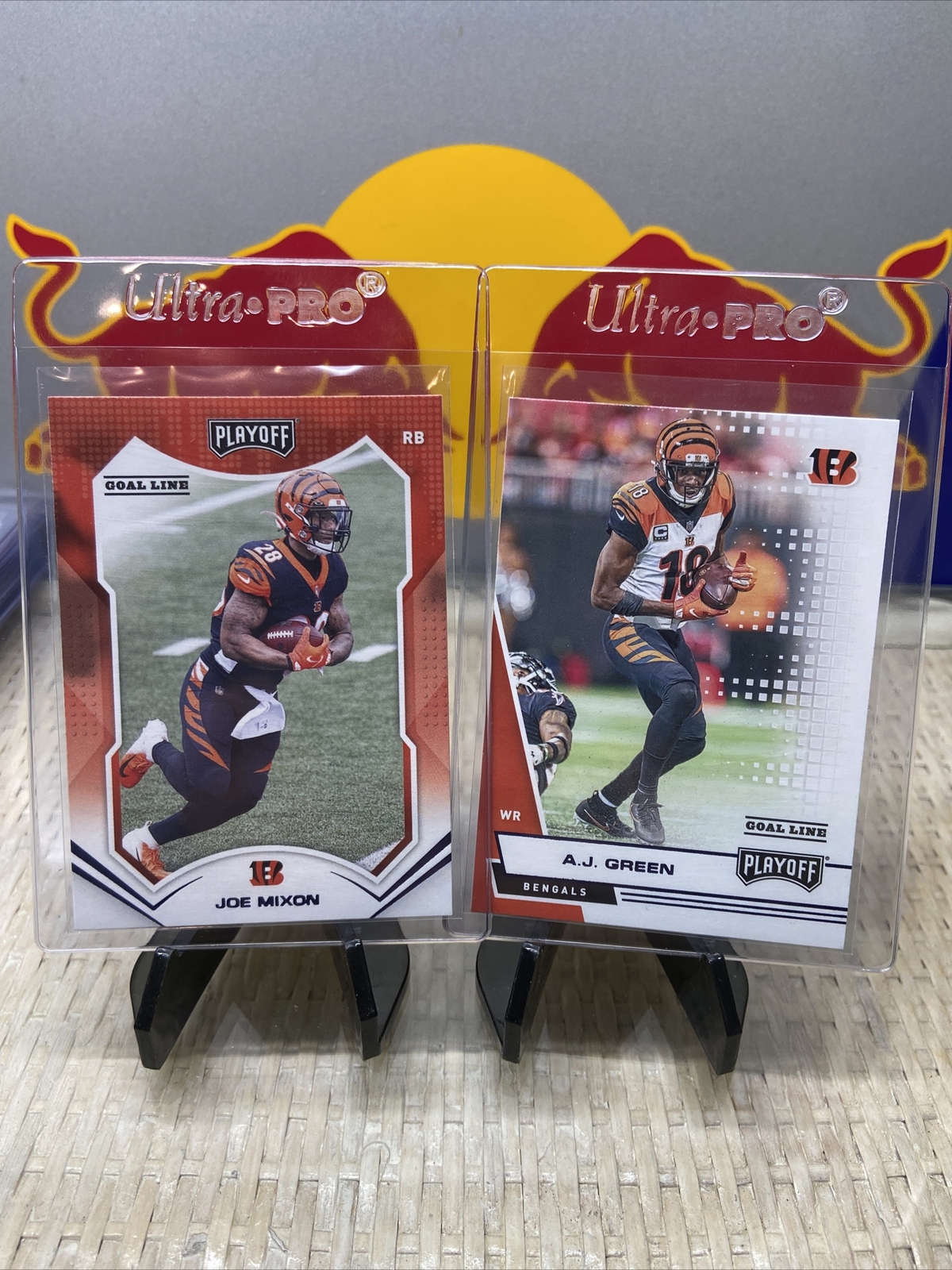 2020 Panini Playoff  Joe Mixon Bengals #34 + A.J. Green #32 Blue Foils NFL