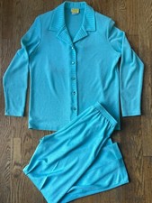 Regal Vintage Blue Turquoise Matching Polyester Leisure Pant and Top Set SM/MED