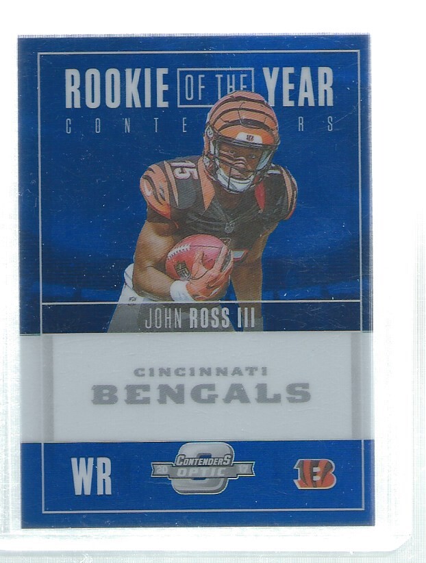 JOHN ROSS III 2017 CONTENDERS OPTIC ROOKIE OF THE YEAR BLUE HOLO RC #D 1/25