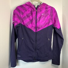 Nike Dri-Fit Full Zip Running Jacket Hoodie SZ S Purple/Navy Excellent