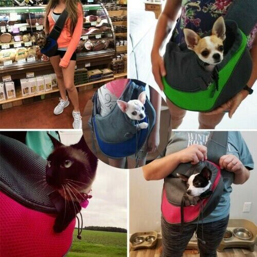 Pet Puppy Dog Mesh Sling Carry Pack Backpack Carrier Travel Tote Shoulder Bag