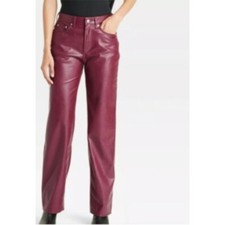 Universal Thread Faux Leather Pants Mid-Rise 90s Baggy Plum Size 8 NWT
