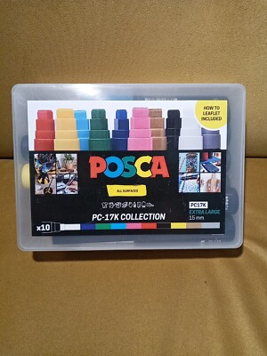 Uni POSCA Marker Pen PC-17K - extra groß 15 mm - Sammelbox mit 10 Farben