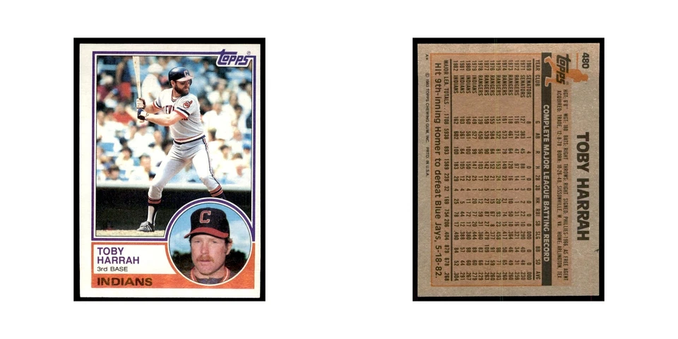 1983 Topps Toby Harrah Baseball Cards #480 - Image 3 of 3