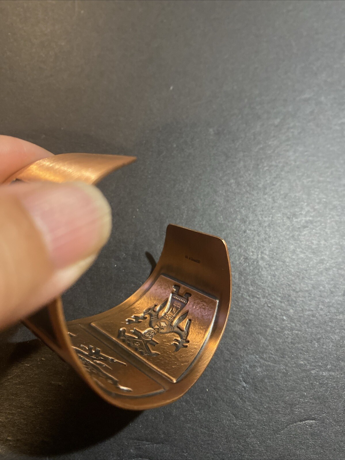 Vintage Solid Copper Bracelet Cuff Native America… - image 6