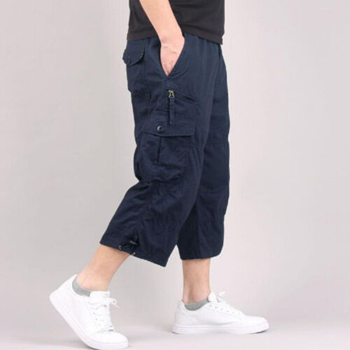 Men's Casual Cotton Cargo Shorts Outdoor Hiking 3/4 Length Below Knee Pants Man. - Picture 20 of 21