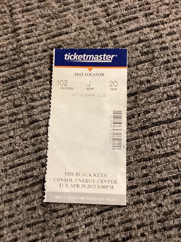 Ticket Stub - THE BLACK KEYS - 30 APR 2013 - Console Energy Center - PITTSBURGH