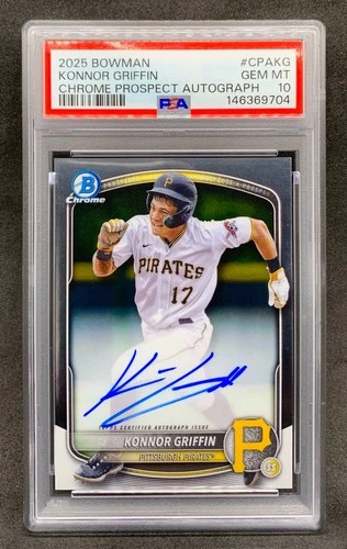 2025 Bowman Chrome KONNOR GRIFFIN Pirates Rookie Prospect Auto Gem Mint PSA 10
