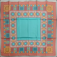 RDC15217 TIFFANY CO. Terracotta Gem Border Silk Scarf 90cm